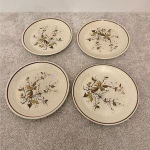 Floral Patterned wild cherry Ceramic Plates Set of 4